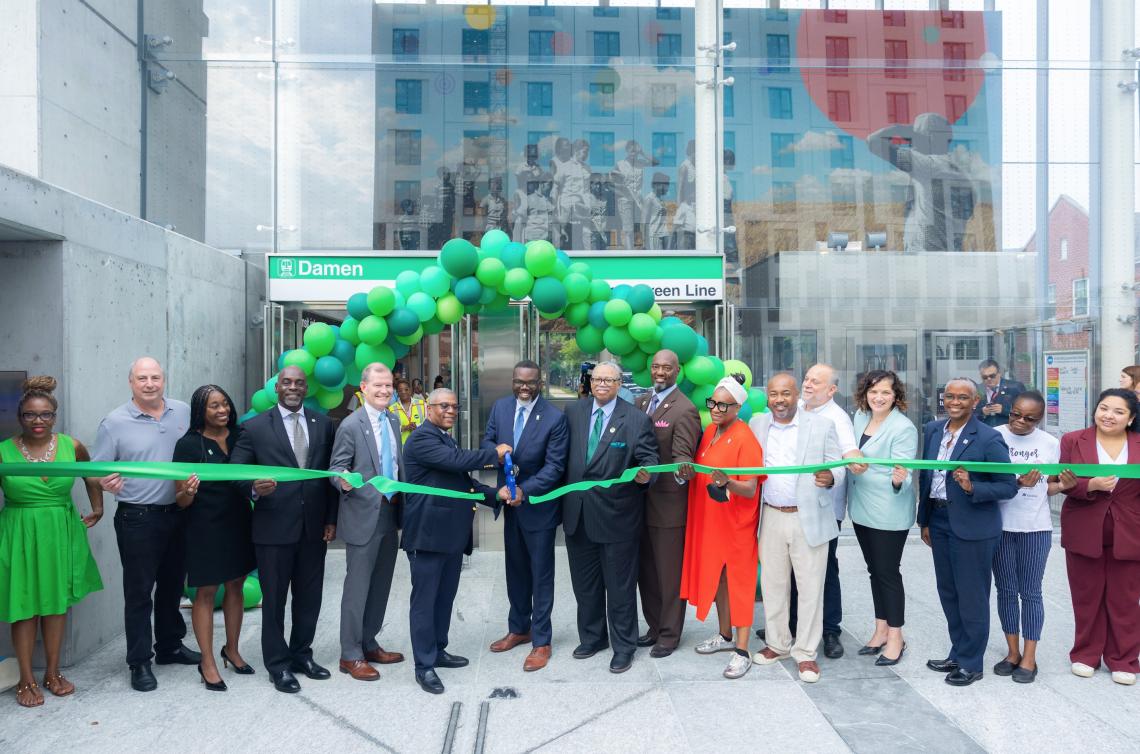 City celebrates opening of Damen Green Line station | Urbanize Chicago